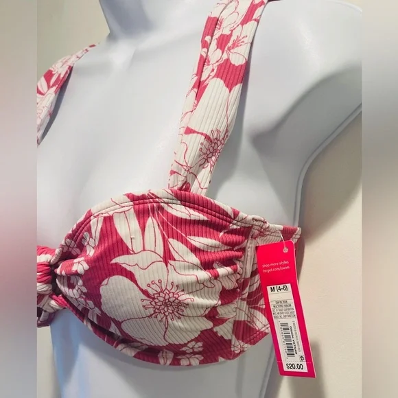 Xhilaration Juniors' Ribbed Knot-Front Bralette Bikini Top Medium Size - Picture 14 of 15